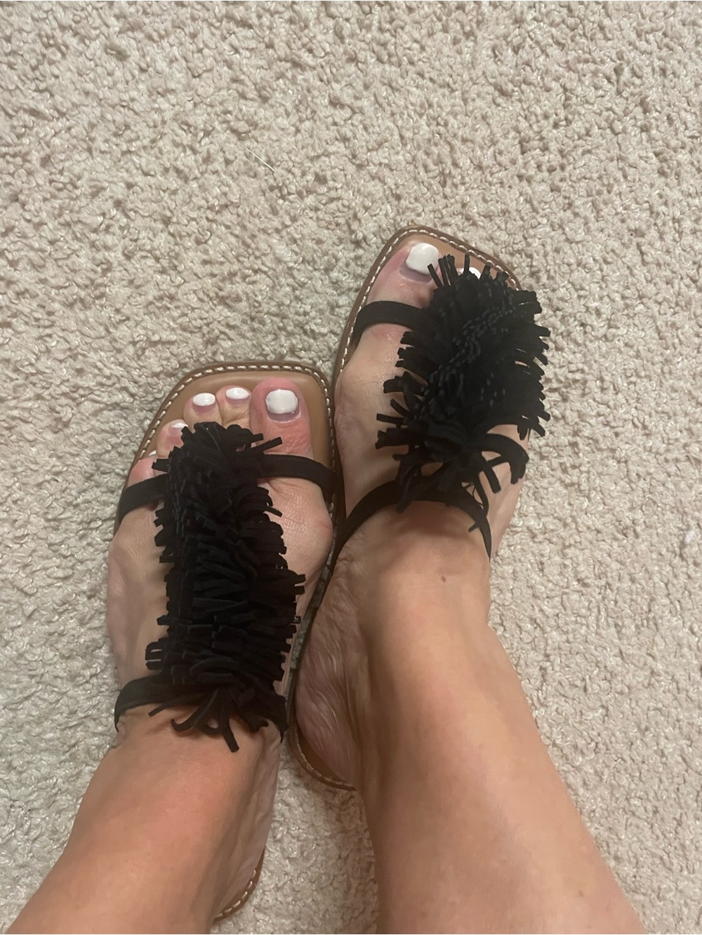 Chico's Black Fringe Strap Sandals